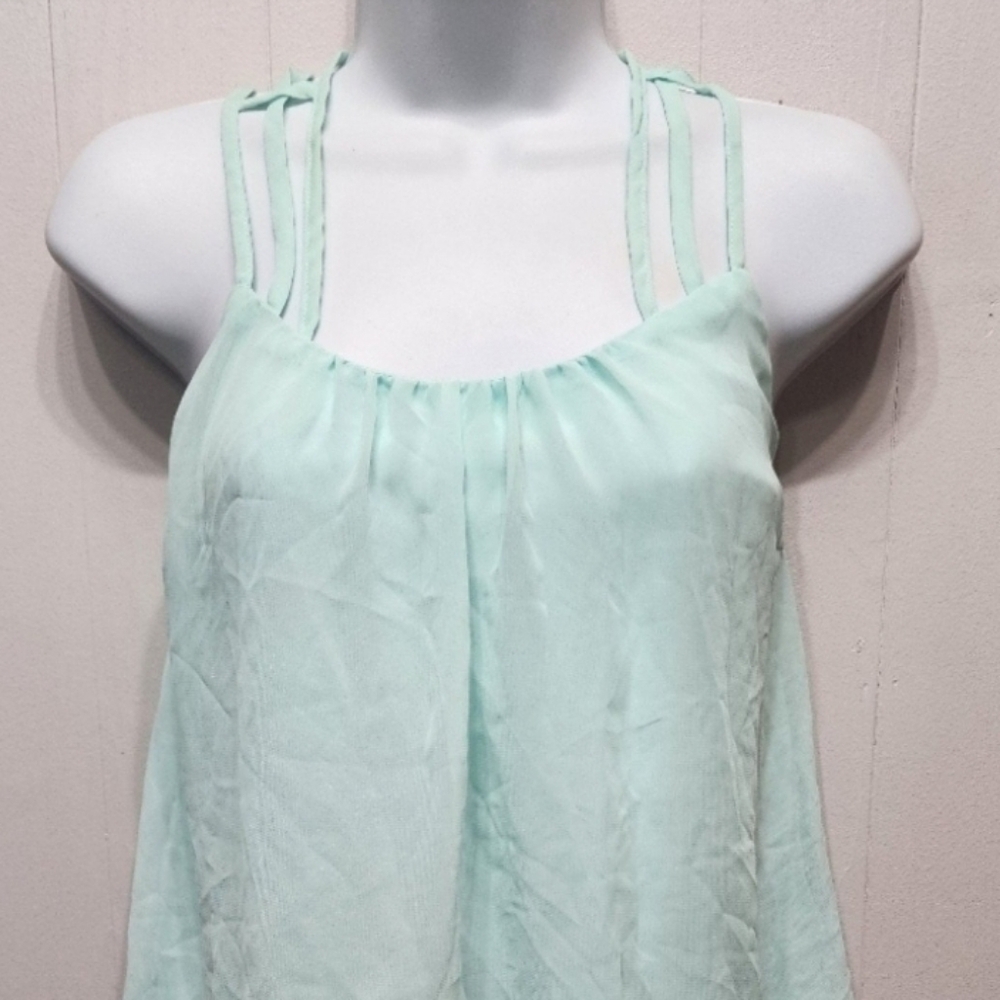 Charlotte Russe Sleeveless Blouse Small Blue Green Casual Summer B853‎